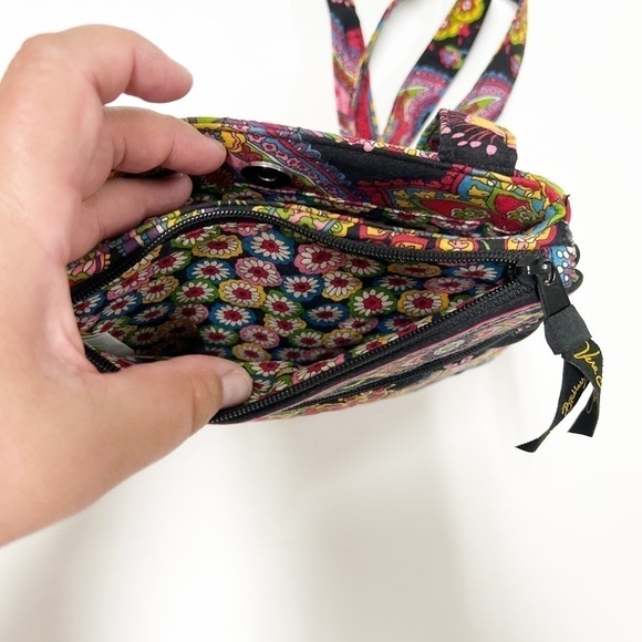 Vera Bradley Womens Black Floral Symphony In Hue Little Flap Hipster Crossbody - Picture 6 of 9